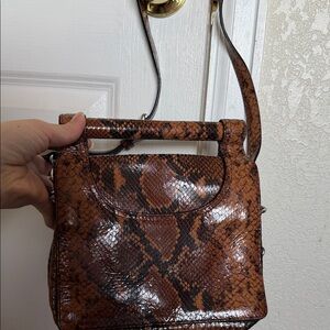 Vince Camuto Tan Snake Print Shoulder Bag